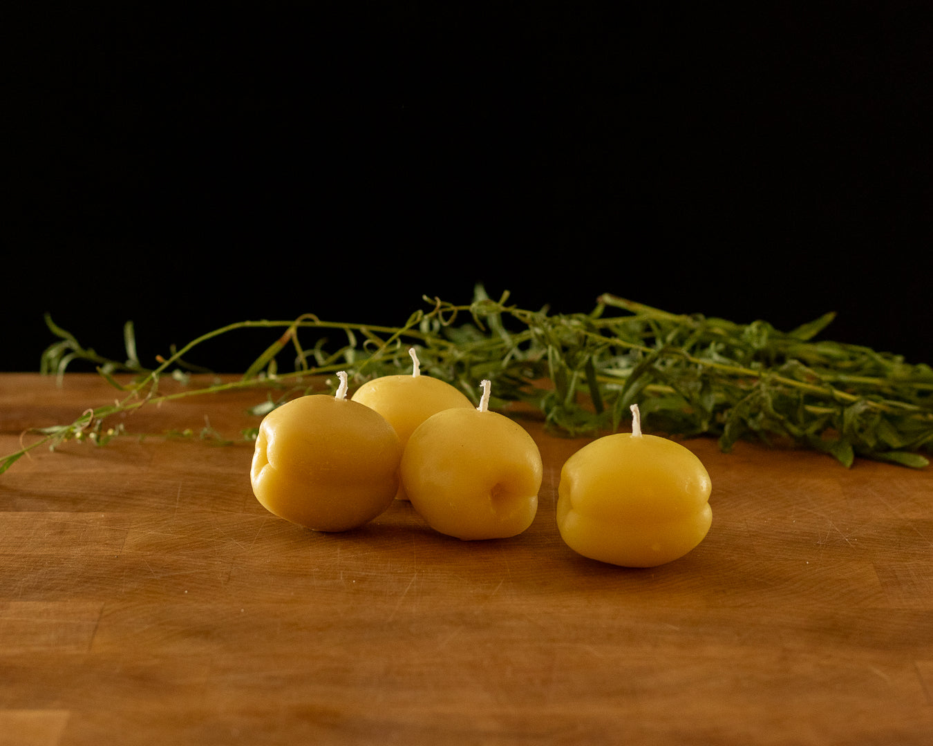 Apricot, a set of three, Beeswax Candle