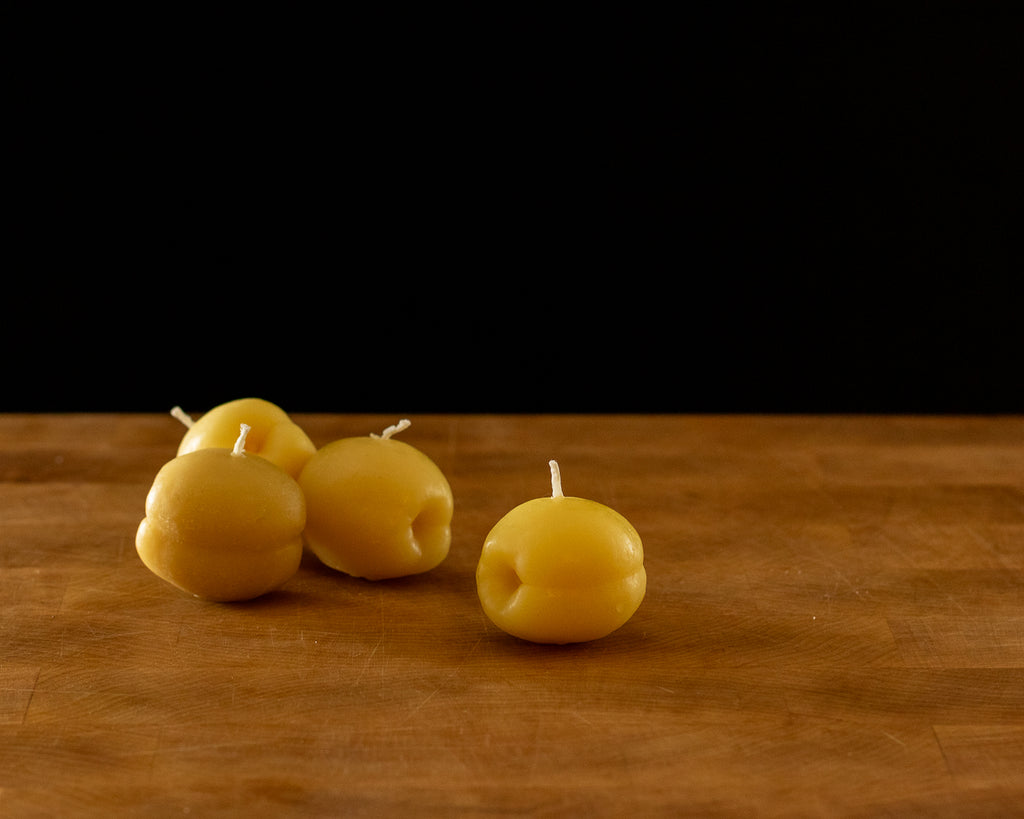 Apricot, a set of three, Beeswax Candle